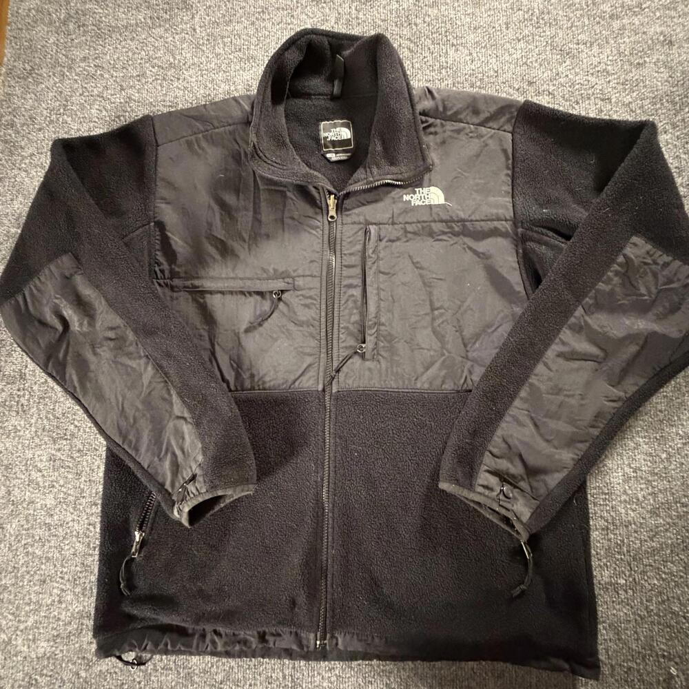 The North Face Mens Black Polartec Fleece Denali Jacket Large Full Zip NA
